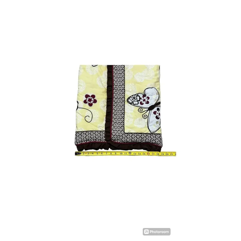 COCALO © Butterflies & Flowers Yellow & Brown Baby Nursery Large Sham 37” x‎ 20”